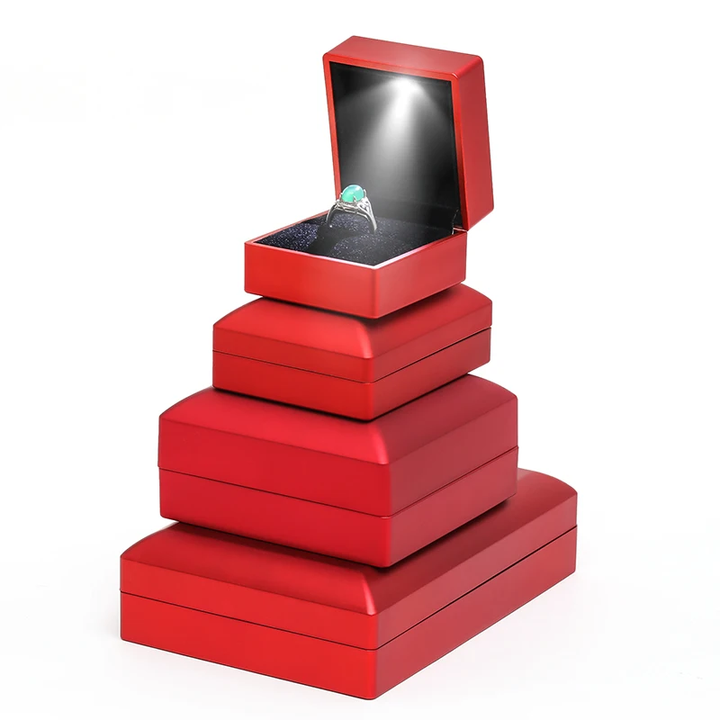 Zebo Custom wholesale 5 colors pendant jewellery ring boxes set led light jewelry box set
