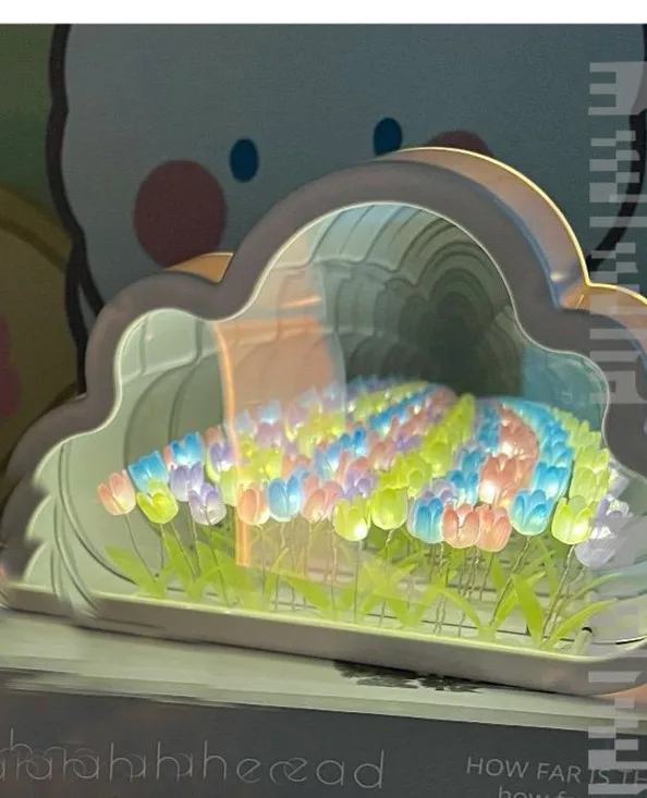 Tulip Night Light Mirror 2 in 1 Handmade Tulip Night Light& Mirror Forever Cloud Mirror Tulips