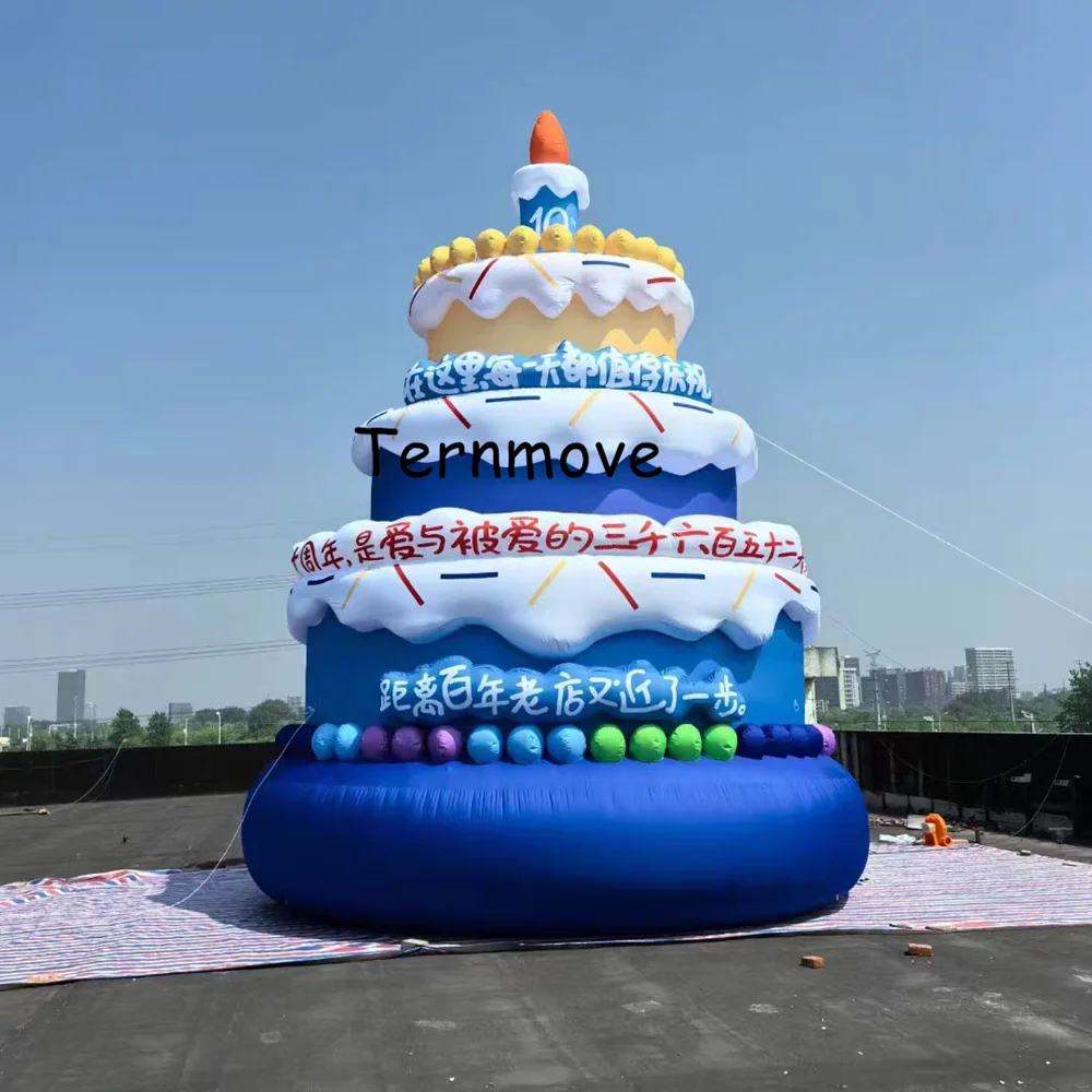 Outdoor Commercial Activity Giant Yard Decoration Inflatable Advertising Cake With Candle Inflatable Birthday Cake Model