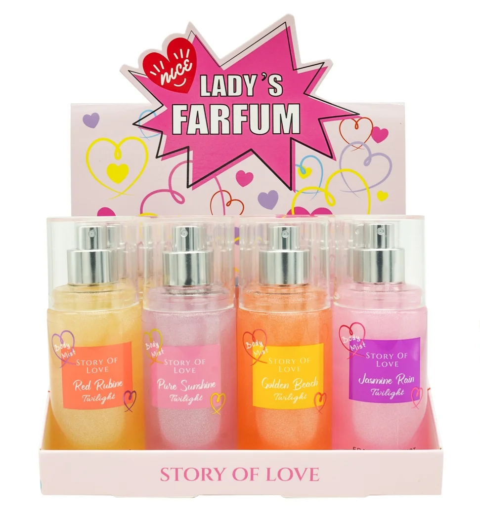 BZ029 88ML 12pcs mixed refreshing ice cream scents  display box body mist for woman