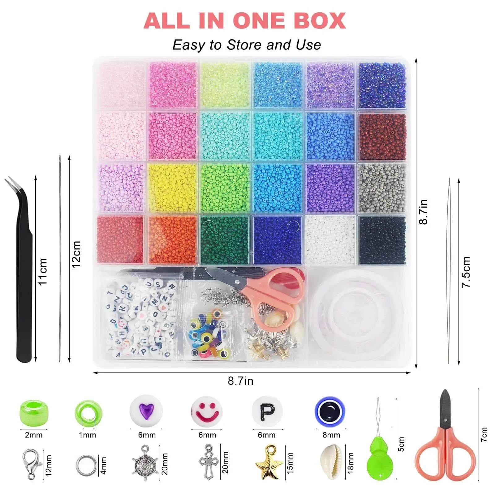 Wholesale 2mm Glass Crystal Seed Rice Beads Kit Beaded Bracelet Necklace Jewellery Accessories Set For Diy Jewelry Craft Making