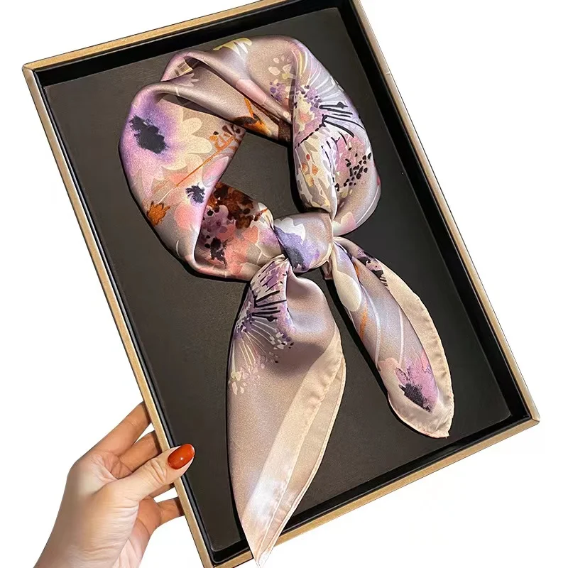 Fashion Print Hair Ribbon Scarf Women Neck Tie Bag Scarfs Satin Silk Skinny Headscarves Ladies Foulard Floral