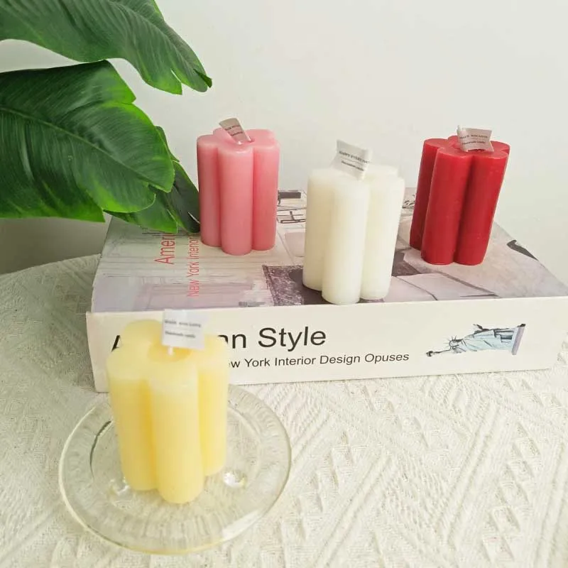 Wholesale Custom Nordic Premium Ins Style Original Geometry Decorative Handmade   Pillar Flower Candle Gifts