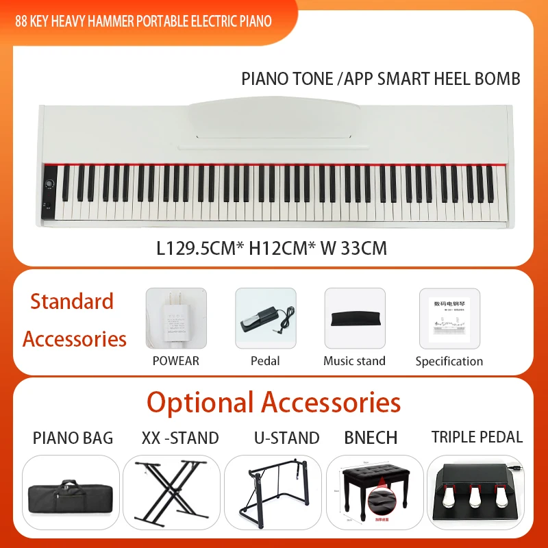 Black keyboard piano 88 key weighted digital piano professionnel music keyboard  portable  electronic piano