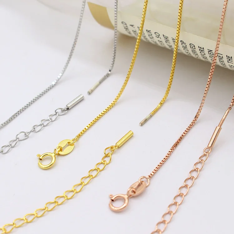 S925 Sterling Silver Screw Buckle Necklace DIY Clavicle Necklace Single Chain Pure Necklace Heart-Piercing with Needle Box Chain