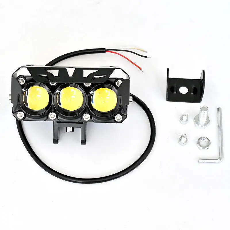 Yellow white double colors lighting flash mode 12 volt aluminum rainproof motorcycles modification headlamp strobe light car