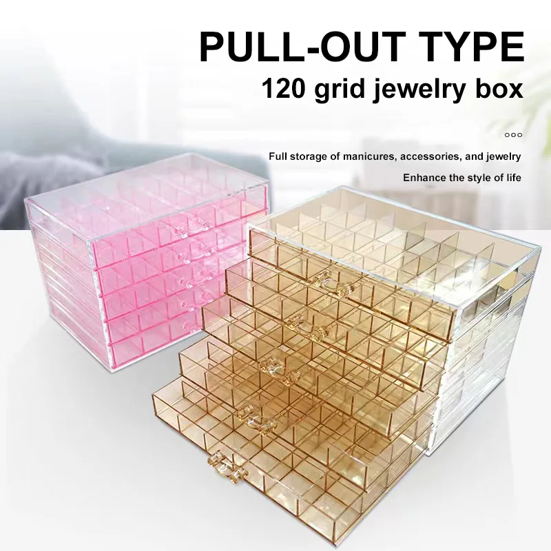 Nail Tool Jewelry Storage Box 120 Grid Acrylic 5-layer Drawer Detachable Other Cosmetics