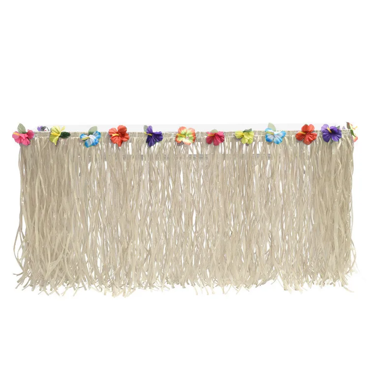Hawaiian Table Skirt Brown Grass Table Skirts for Birthday Banquet Party Table Skirt