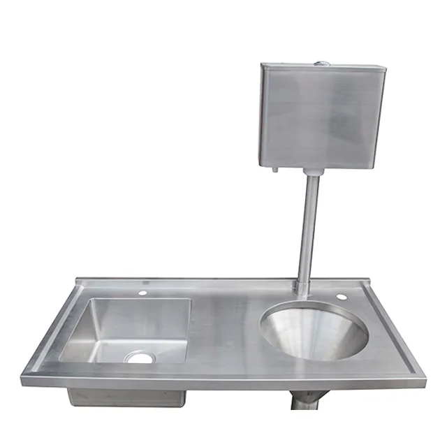 
Double bowl style customized SUS304 stainless steel hospital slop hopper wash sink with water cistern 