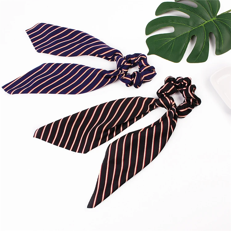 ponytail scrunchie hair ties scarf elastic hair ribbon for women bow ties scrunchies flower print hair bands