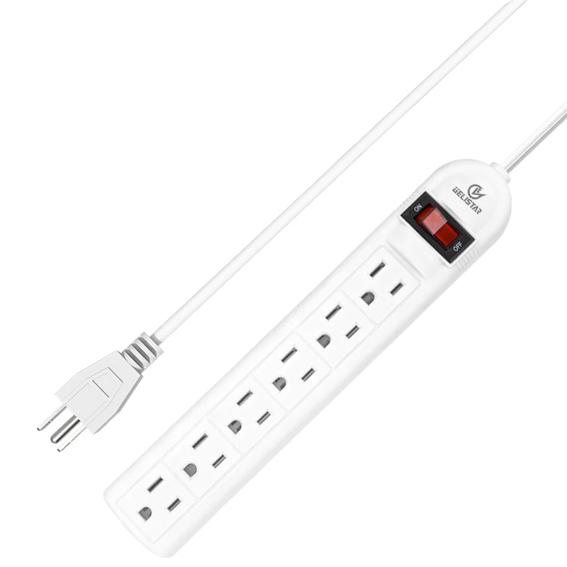 American standard white household safeguard 6 way extension socket electrical 1m cable multiple switch and plug power strip