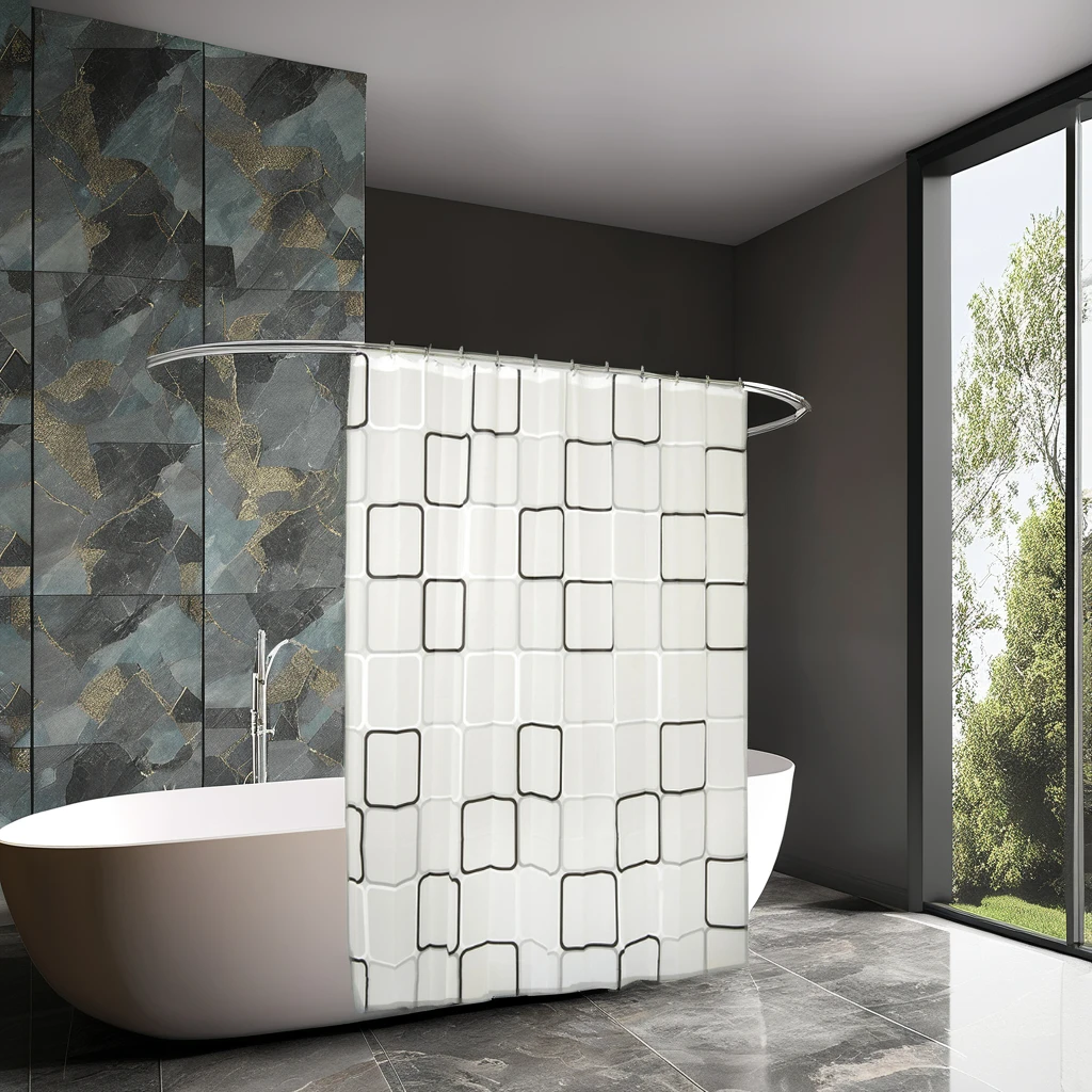 ASPIRE Classic Design PVC PEVA Shower Curtain Flat Screen Printed Digital for Bathroom Use for Hotels