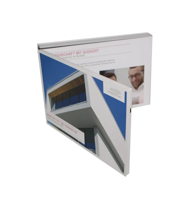 graphics card postcard  lcd display box 5 7 inch booklet with screen customize digital video brochure surprise box for kids