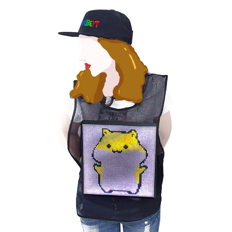 LED Vest With Full Color LED Panel Flashing Display Custom Text Pattern Animation Images Walking Advertising Vest Led Jacket