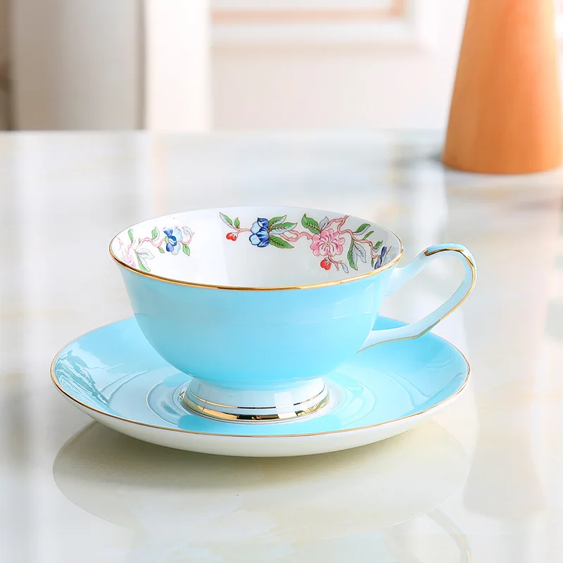 popular macaron korean flower tea fine bone china coffee cup saucer ceramic porcelain cup