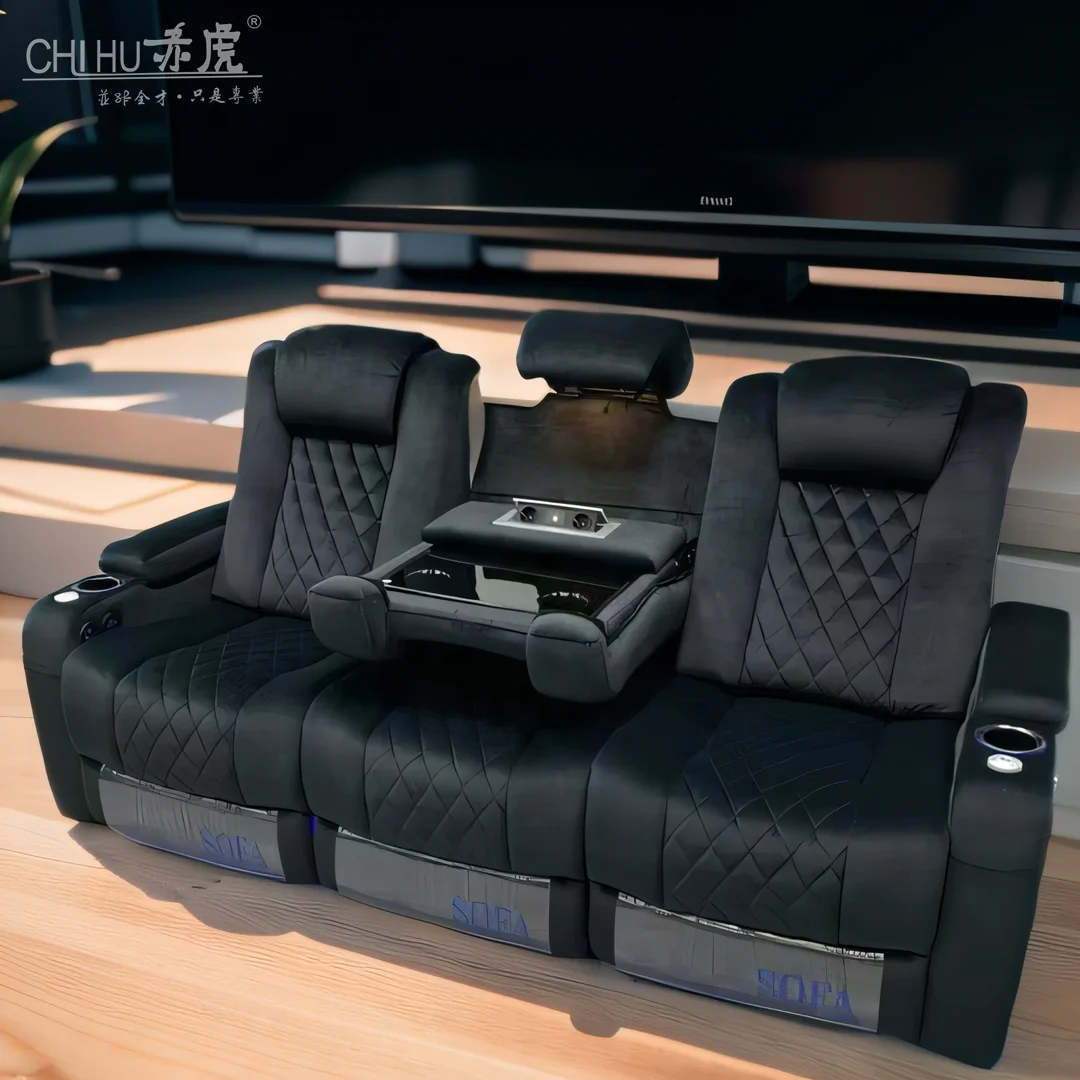 Full microfiber fabric modern design home use electric recliner single chair luxury living room velvet fabric automatic sofa