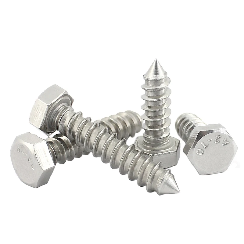 China Manufacturer ss304 Hexagon Head Wood Screws DIN571 Wood Screws