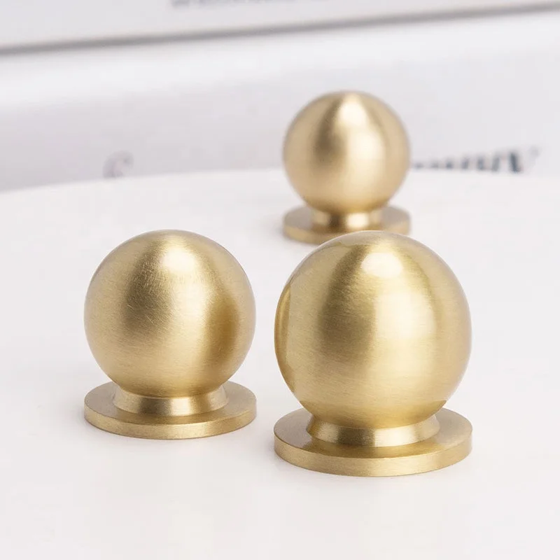 2022 new Chinese high-grade contracted gold pure copper solid cabinet drawer single hole handle hardware wholesale