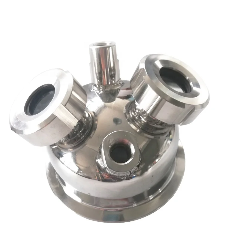 304 Stainless Steel Hemispherical Dome Lid With Threaded Ports And Sight Glass