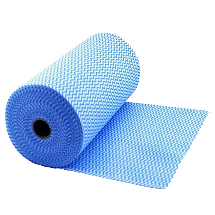 Wavyline colorful non woven spunlace wipes roll for home cleaning