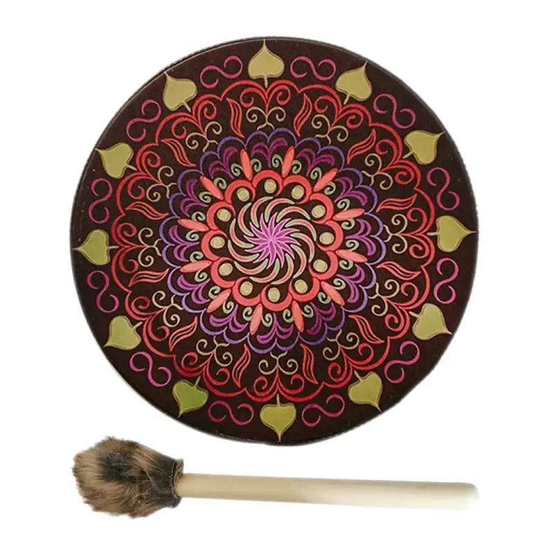 Handmade Wooden Shaman Drum for Garden Decoration Unique Wooden Drum Supplies