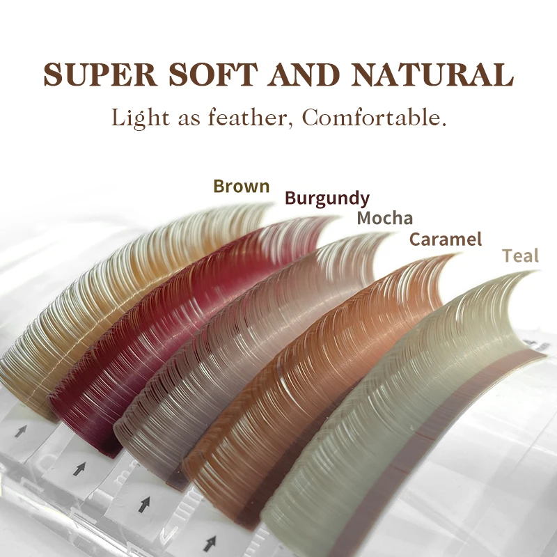 New Arrivals Individual Teal Mocha Caramel Burgundy Brown Color Lashes Mink Eyelash Extensions