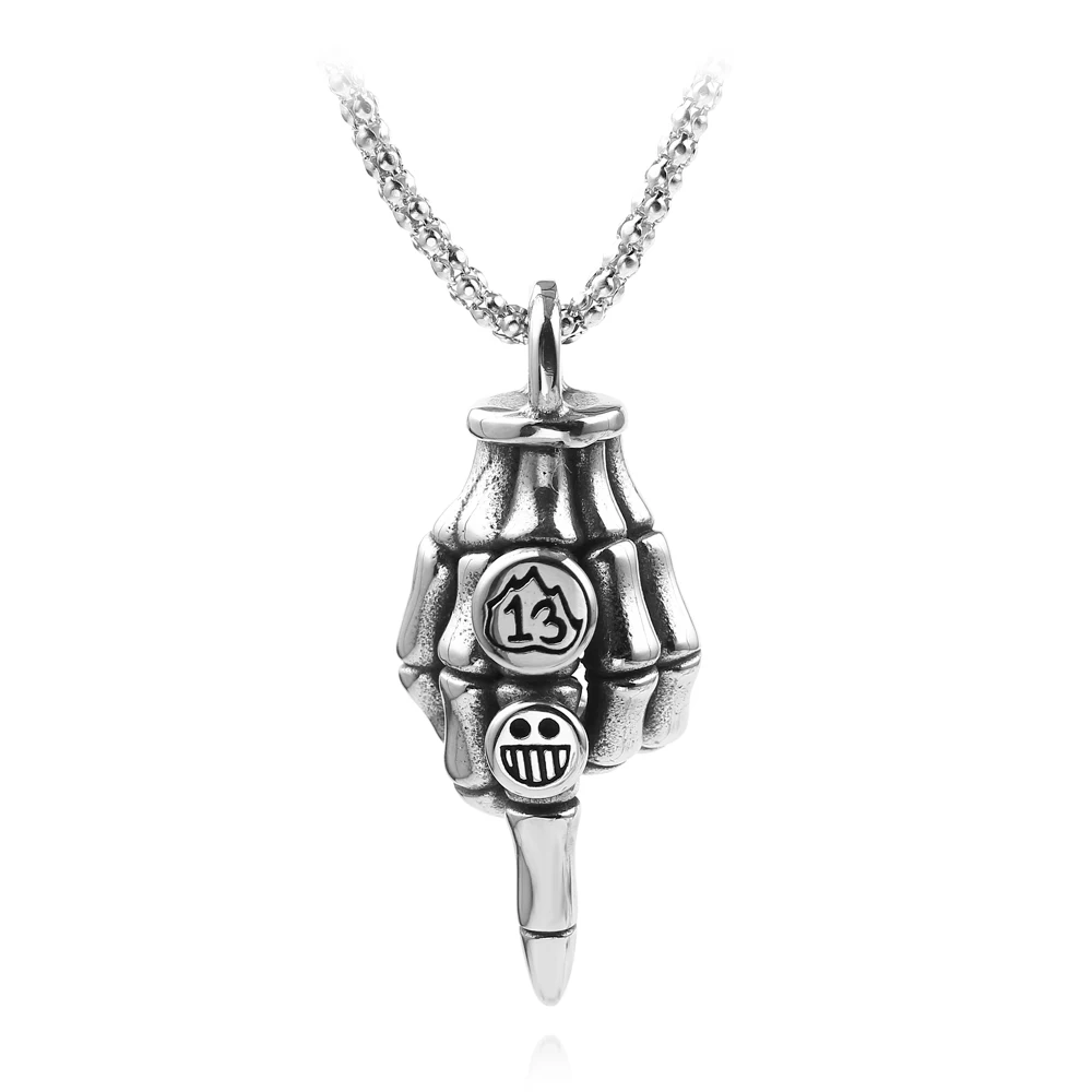 Punk Style Exaggerated Skeleton Claw Necklace Fashion Smiling Face Necklace Men Jewellery Middle Finger Necklace Goth Gothic