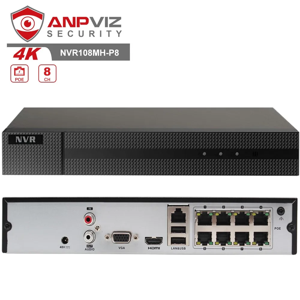 Anpviz 8CH 4K POE NVR (1080p/3MP/4MP/5MP/6MP/8MP/4K) POE Network Video Recorder H.265 Built in 1SATA Stock in EU warehouse