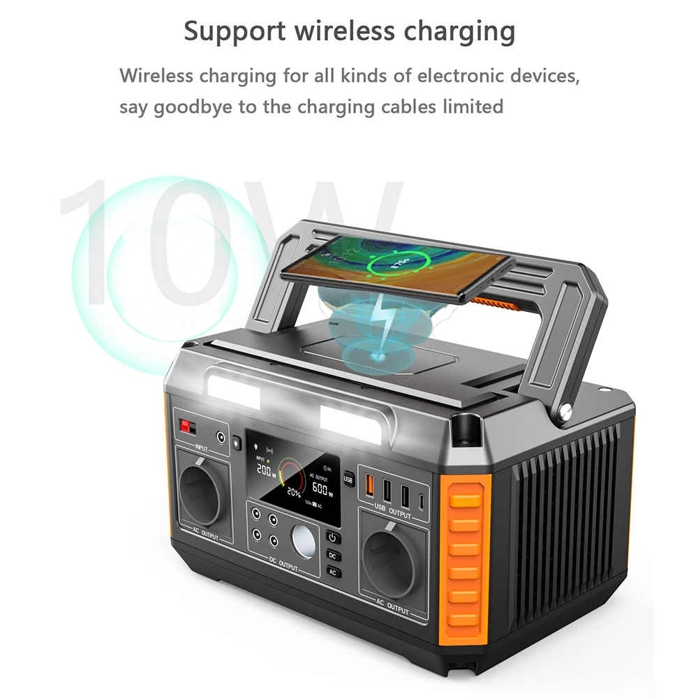 2024 Popular Outdoor Portable Power Station 3000w 1200w UPS Solar Panel 600w 200w Generator AC DC USB Wireless Charging