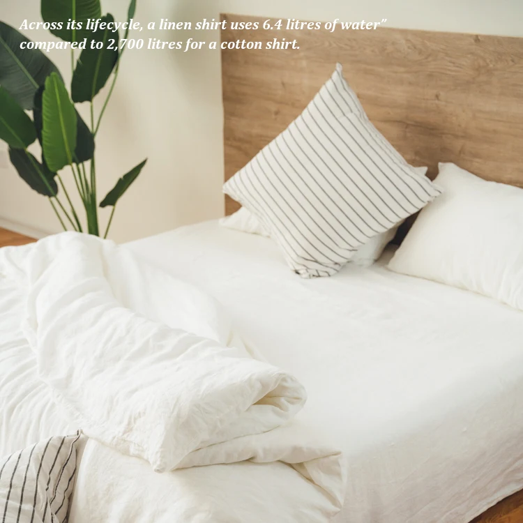 Biodegradable Soft French fabric bed linen sheets wholesale bedding duvet cover set  pure French linen bedding Comforter Set