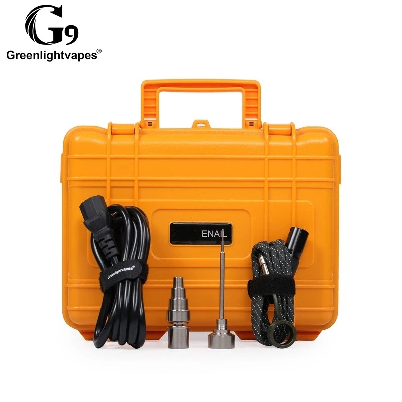 
Greenlightvapes G9 Pelic LED Enail Kit Temp Control with Titanium Domeless Nail fit Glass Water Pipe Dab Rig Wax Vaporizer 