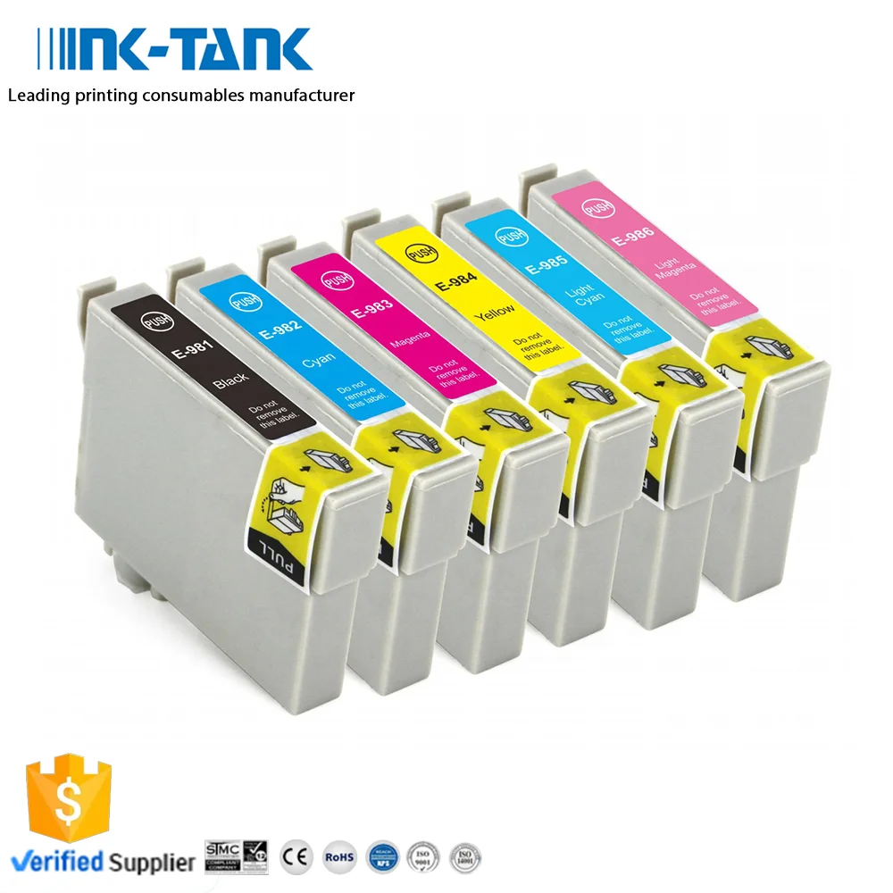 INK-TANK T0981 T0982 T0983 T0984 T0985 T0986 T98 T098 Premium Color Compatible Ink Cartridge for Epson Artisan 730 800 835 837
