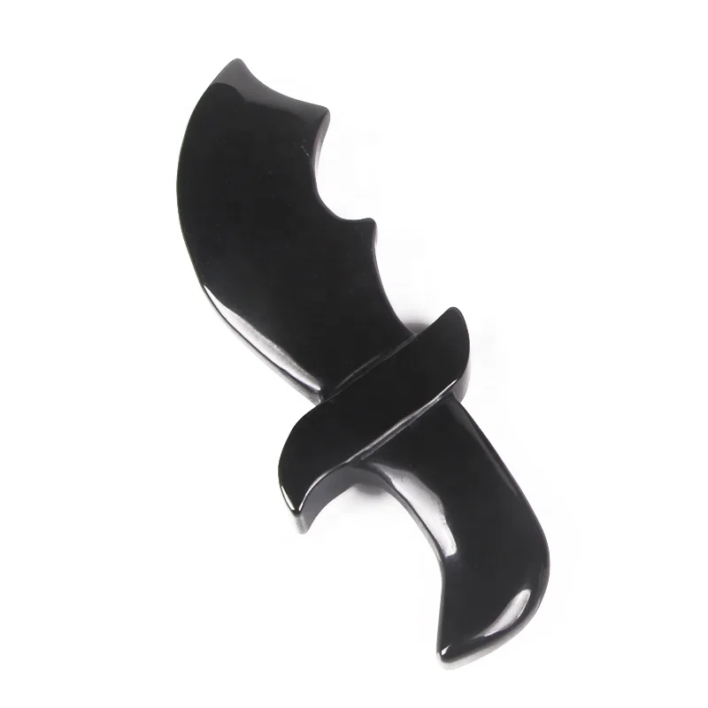 
Hot sale natural polished obsidian stones carving dagger for crystal healing stones 