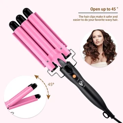 Professional Triple Barrel Auto Rotating Hair Curler Wave Curler Automatic Ceramic Hair Waver Wand Curling Iron for Curl Hair