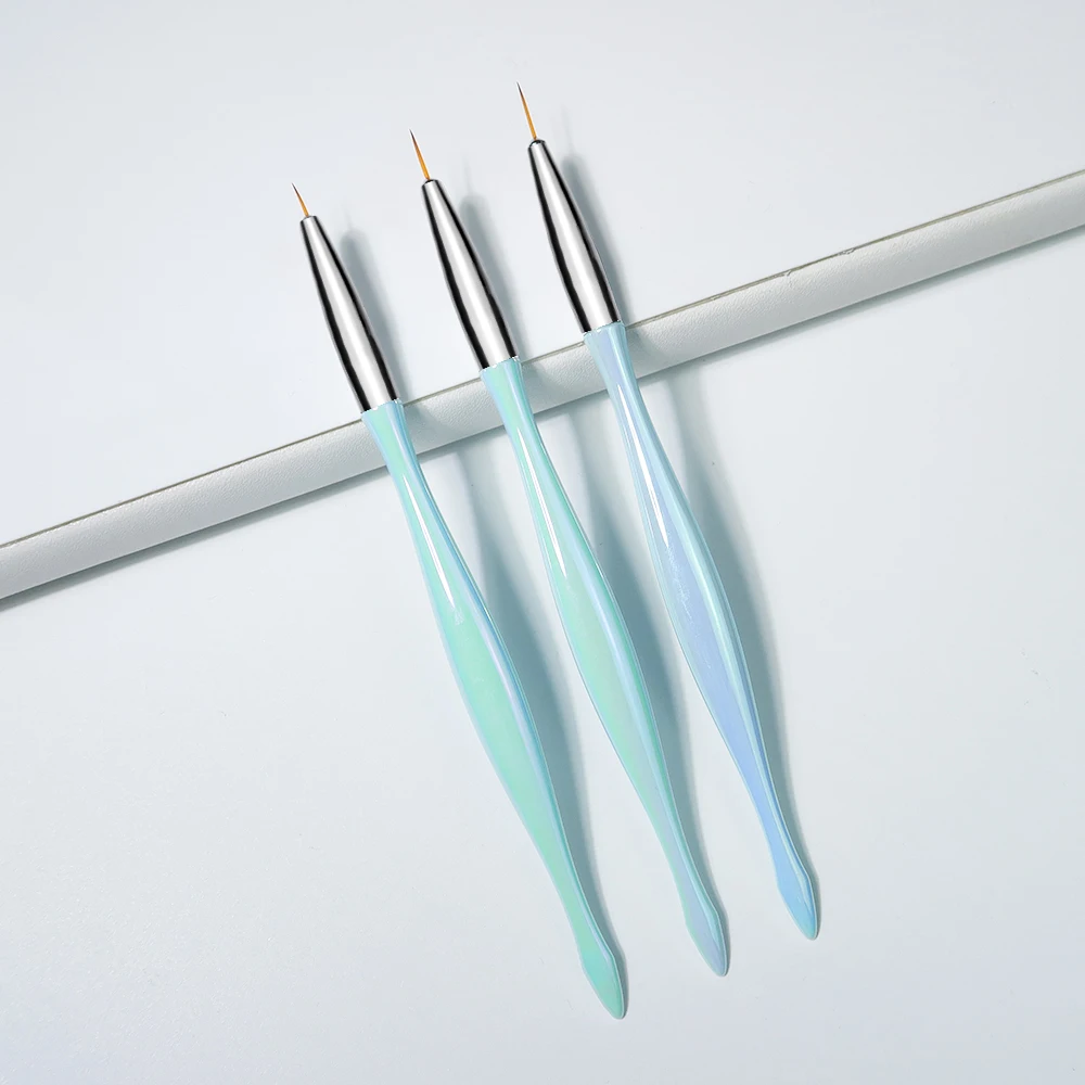 2024 Hot Sale Nail Brush Set Acrylic Handle 3D Custom Logo Fine Liner Painting Brush Set