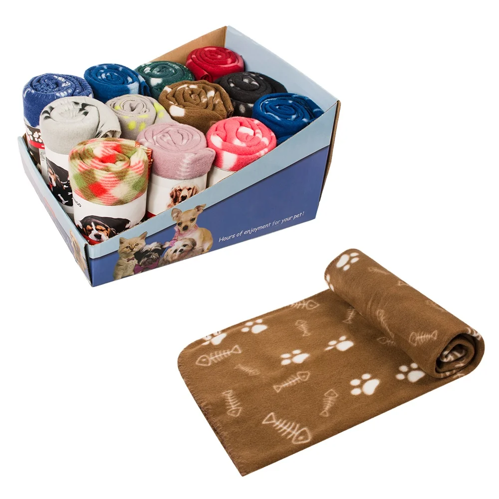 Wholesale Custom Brief Paw Printing Dog blanket Durable Soft Thick Pet Dog Blanket