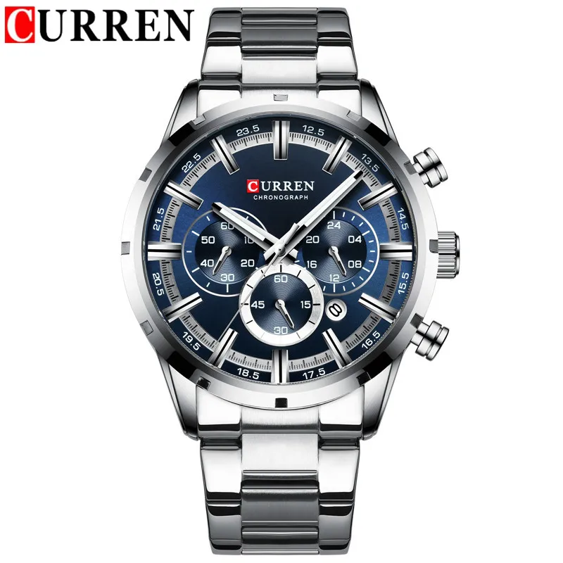 CURREN 8355 высококачественные деловые кварцевые мужские наручные часы с большим лицом подвесные стальные