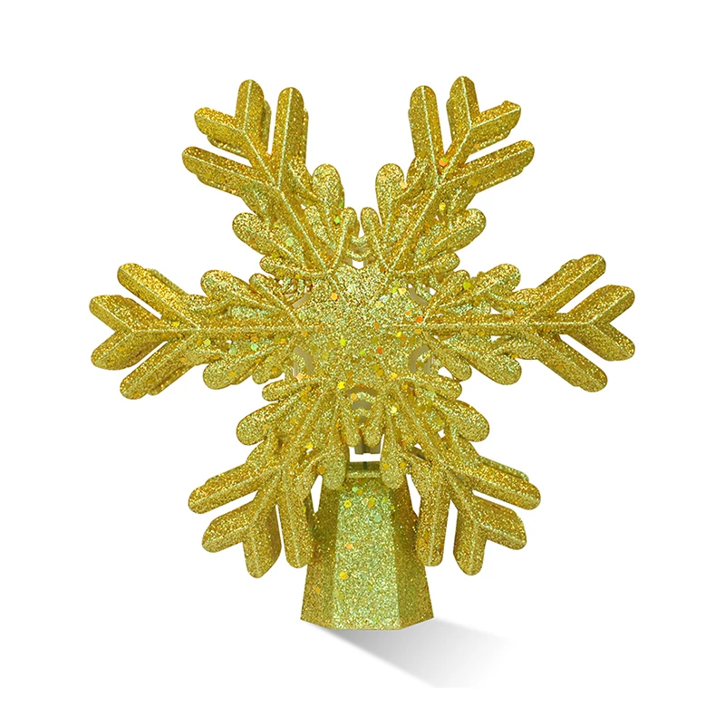 Christmas Tree Topper Rotating 3D Glitter Lighted Star Silver Snowflake Christmas LED Projector Light for Tree Top Ornament