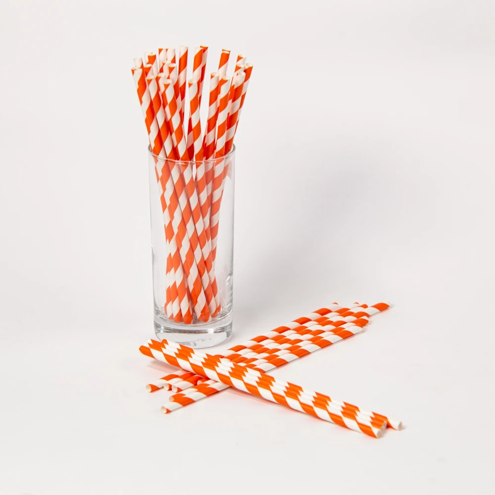 Custom Drinking paper Straws Disposable Drink Straws Manufacturer orange Paper Straw