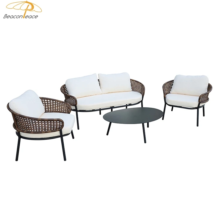 Home and Garden Wicker Rattan Furniture Patio Rattan Sofa Set Outdoor Deep Seating Rattan Sofa Modern Tuin Set Aluminium