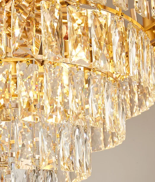 Luxury Round Indoor Egyptian Gold Oval Led Home Modern Crystal Chandeliers Hanging Light Hotel Foyer Staircase Designer