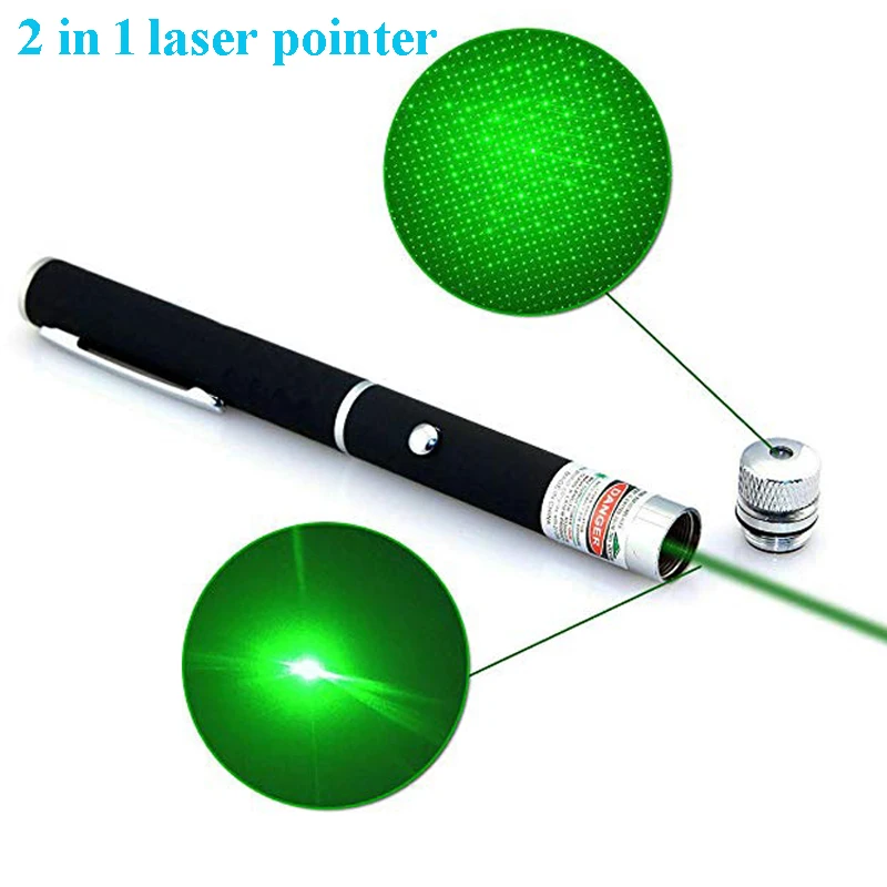 Cat Laser Light Pointer Green Laser Pointer 532nm Green Laser Pointer Star Pattern 2 in 1 AAA battery Cats Playing