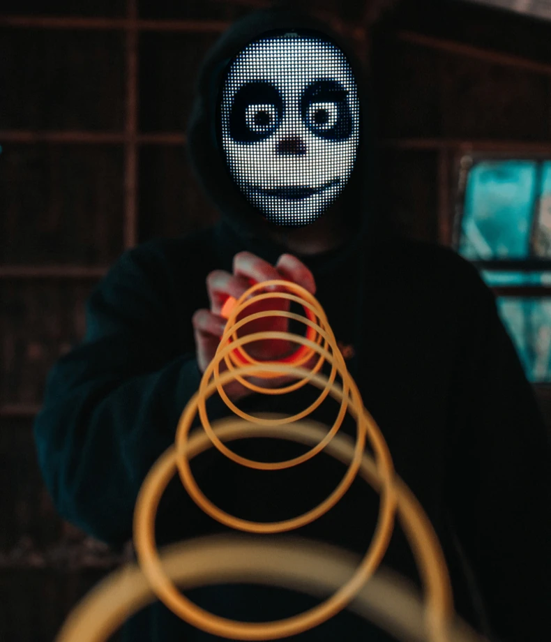 LED Light-Up Halloween App-Controlled EI Wire Mask Glowing Face Transforming Masks for Party Lighting