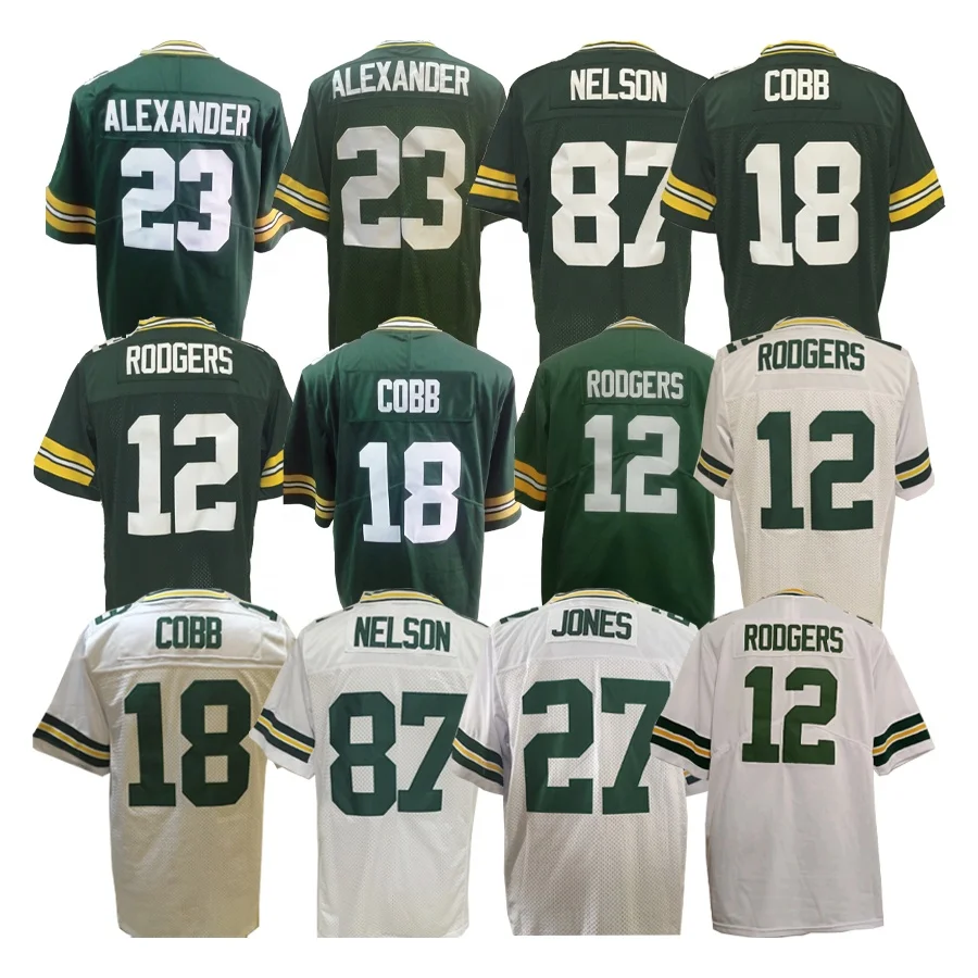 American Football Jerseys Aaron Rodgers Jersey Jaire Alexander Randall Cobb Josh Jones Jordy Nelson Stitched