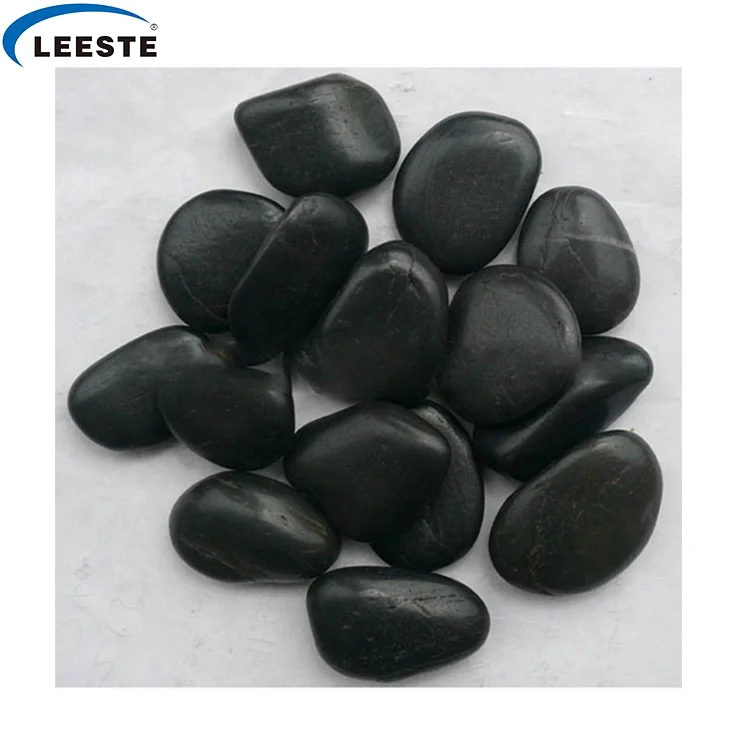 Beautiful Polished Black River Stone Garden Pathway Pebble