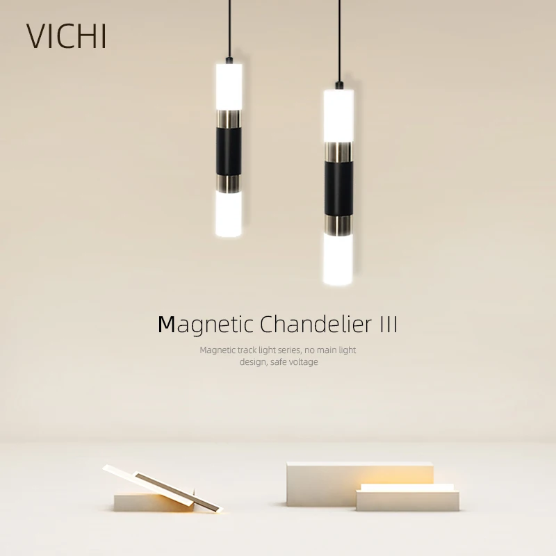 Vichi led magnetic track light linear pendant OEM ceiling tube spotlight magnet luxury gold hotel modern crystal