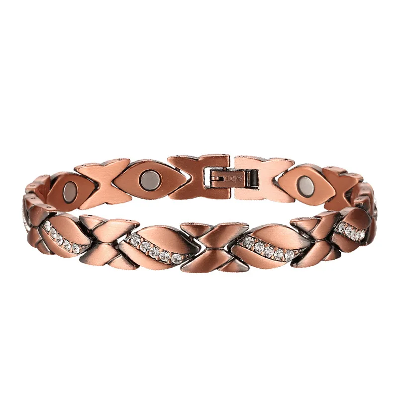 Solid Copper Therapy Magnetic Bracelet White Crystal Women Bracelets