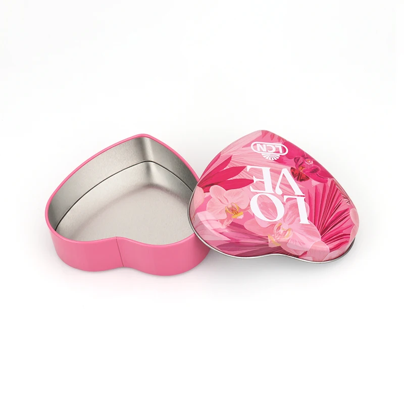 Customized exquisite custom printing recyclable heart shape metal wedding candy  chocolate gift box