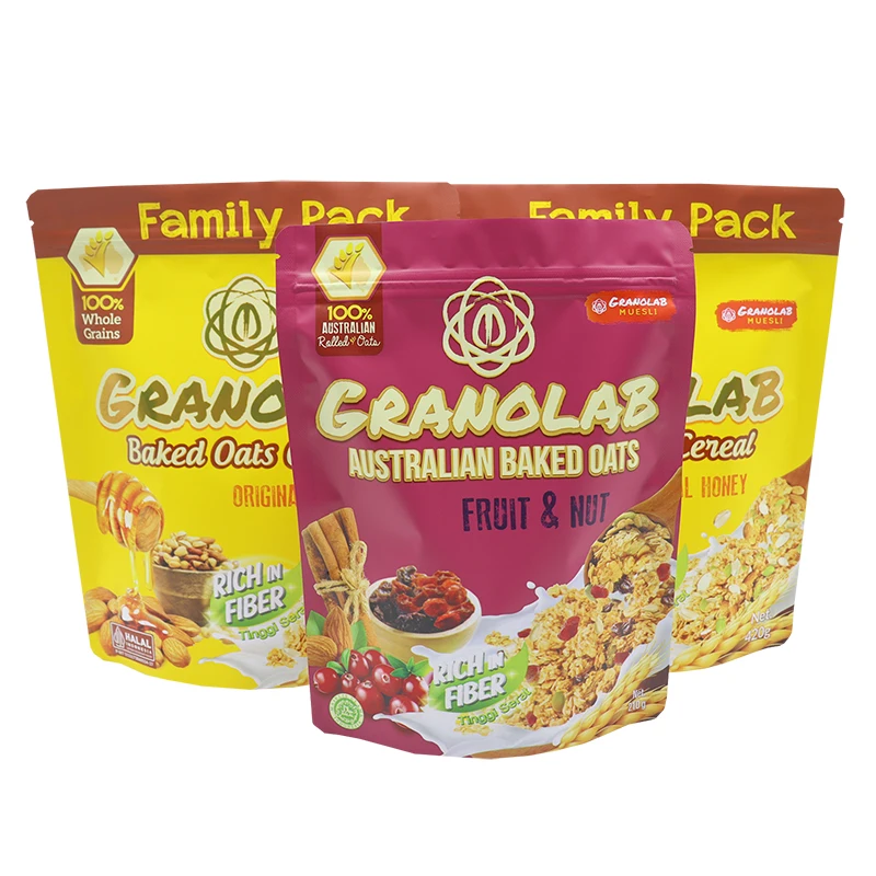 Eco Friendly Customized Print 400g Packaging Bag Recyclable Stand Up Pouch Aluminum Foil Frozen Food Oats Tea Coffee Bag