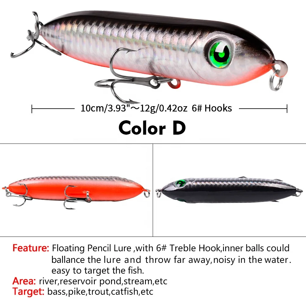Multiple Color Rattle Sound Louder Super Spook Fishing Pencil Lure